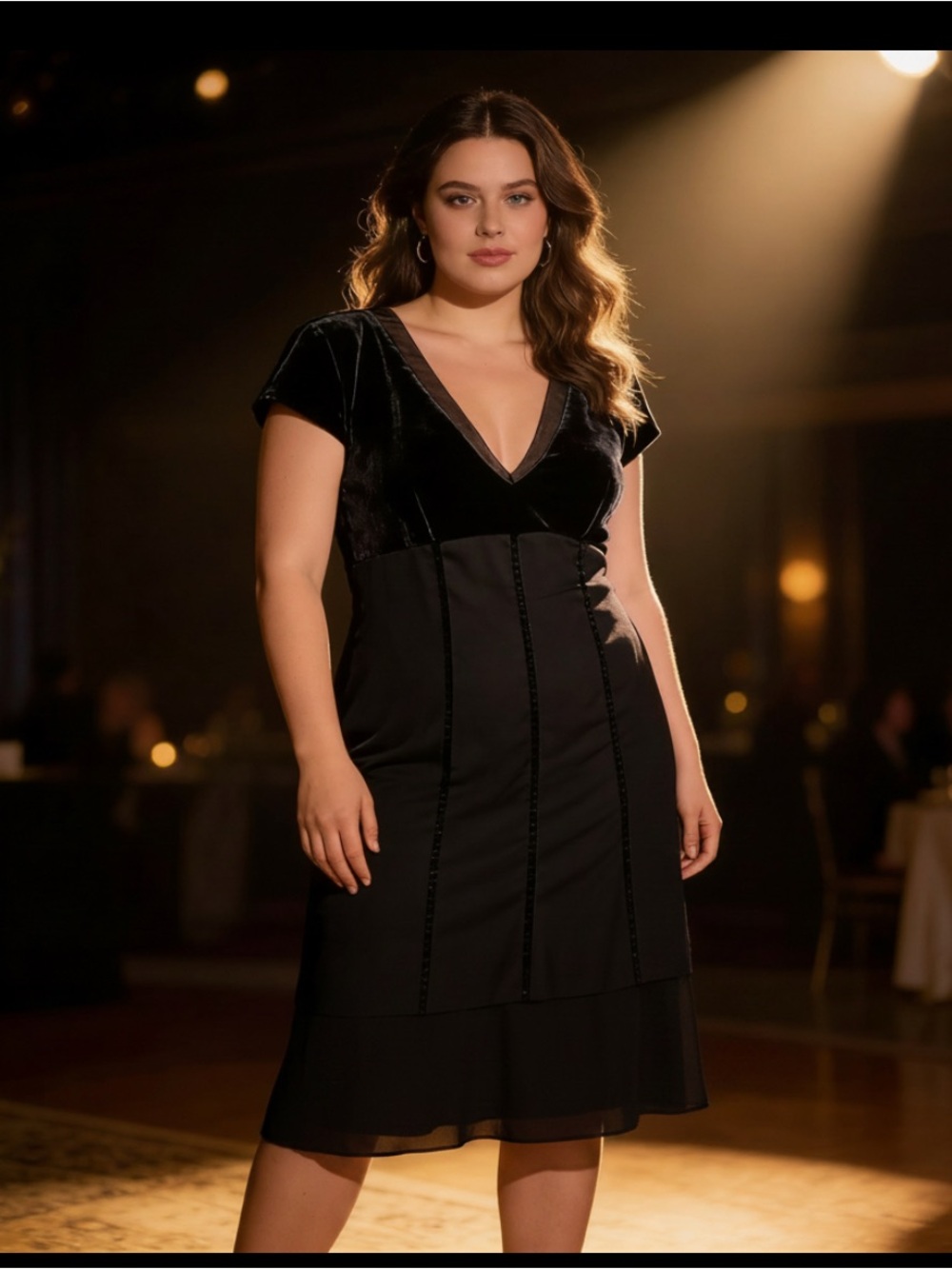 Tristan & Iseut Black Velvet Empire-Waist Dress